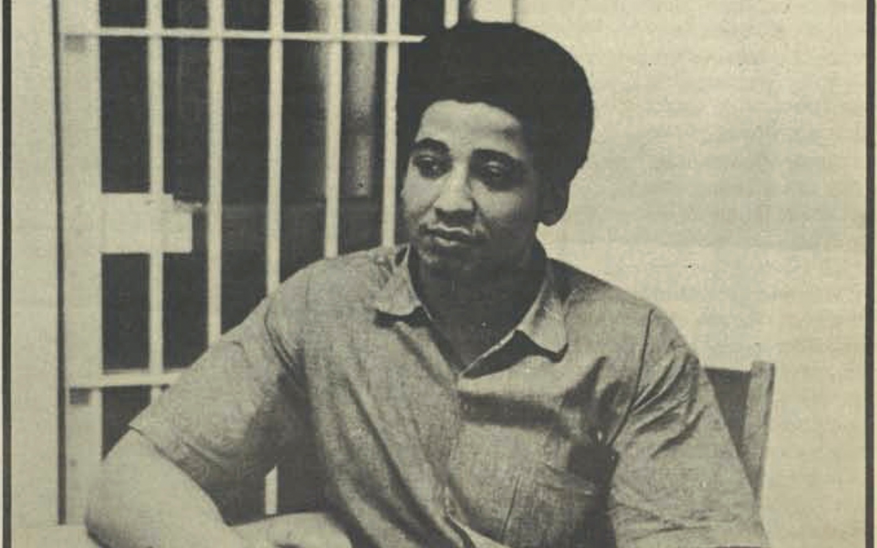 George Jackson in a prison cell.