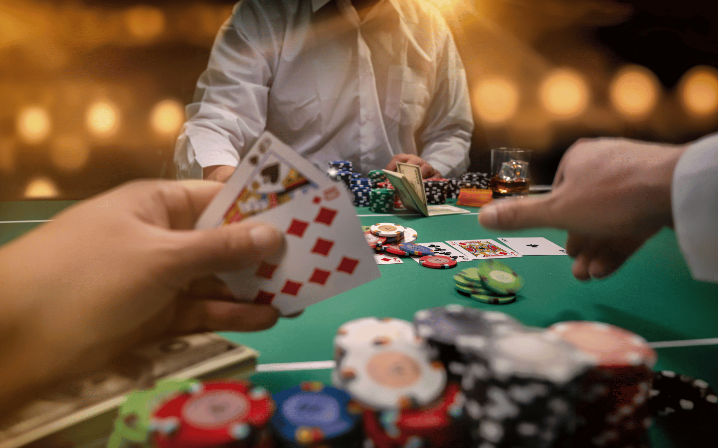 A poker table at a casino.