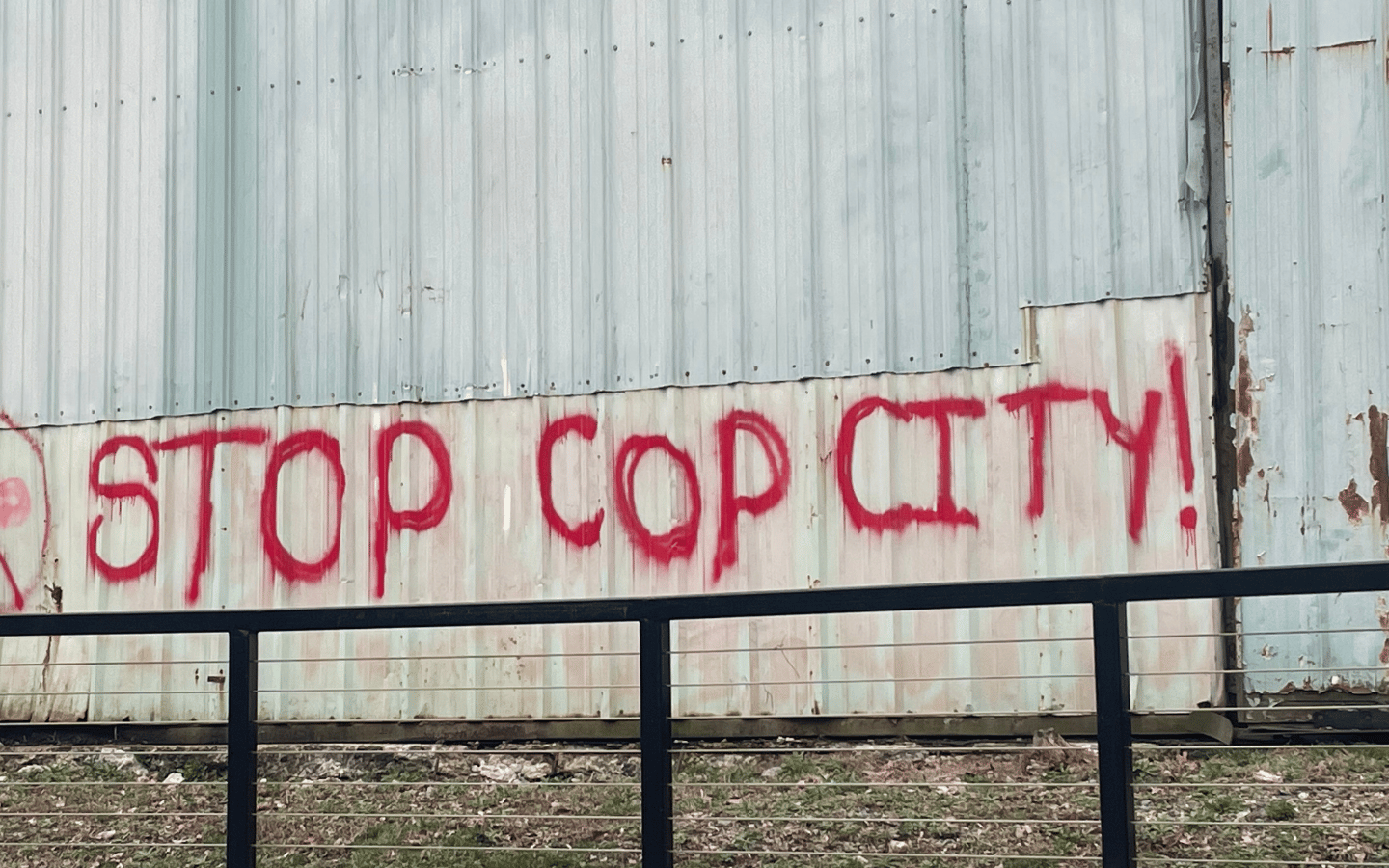 Graffiti in Atlanta that reads, “Stop Cop City.”
