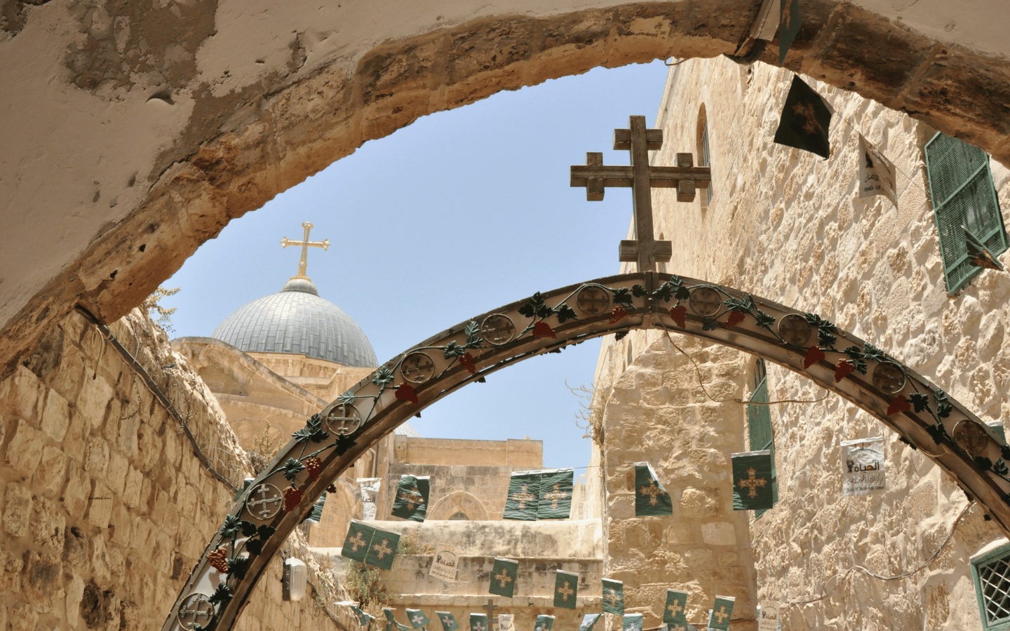 An archway at the Church of the Holy Sepulcher in East Jerusalem.