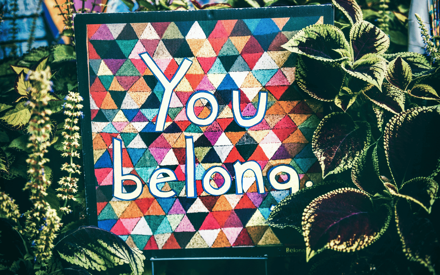 A sign that reads, “You belong.”