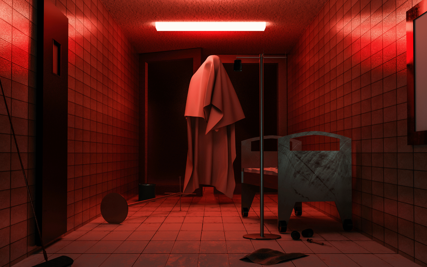 A room in a haunted house.